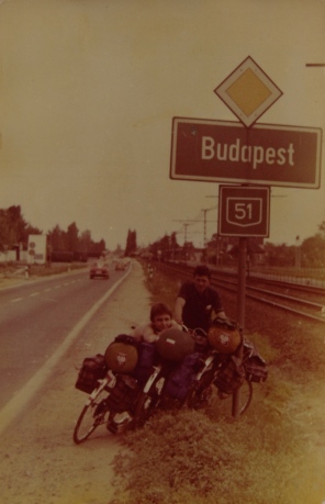 Rafal's dad and brother on the bike adventure around 1980